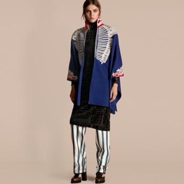 Burberry Braided Wool Blend Military Cape