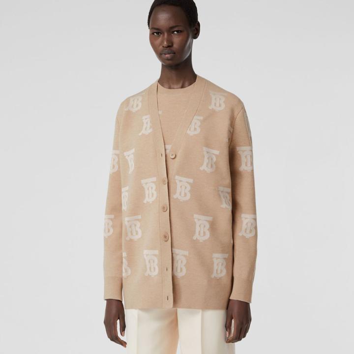 Burberry Burberry Monogram Wool Silk Blend Oversized Cardigan