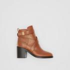 Burberry Burberry Monogram Motif Leather Ankle Boots, Size: 37, Brown