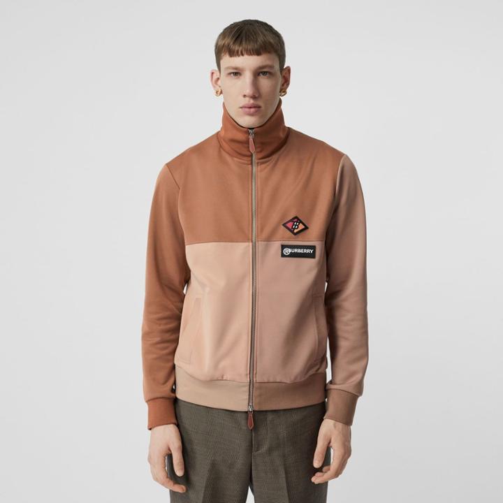 Burberry Burberry Logo Graphic Colour Block Neoprene Track Top, Size: Xxs, Brown