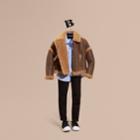 Burberry Burberry Sculptural Shearling Flight Jacket, Size: 10y, Brown