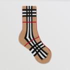 Burberry Burberry Check Intarsia Technical Stretch Cotton Socks, Beige