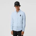 Burberry Burberry Embroidered Motifs Stretch Cotton Poplin Shirt, Size: Xxxl, Blue