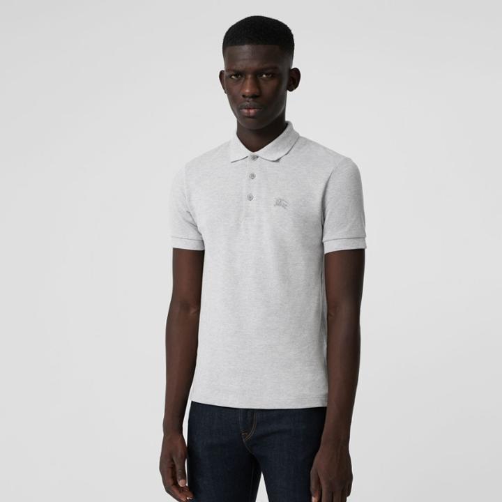 Burberry Burberry Contrast Collar Cotton Polo Shirt, Grey