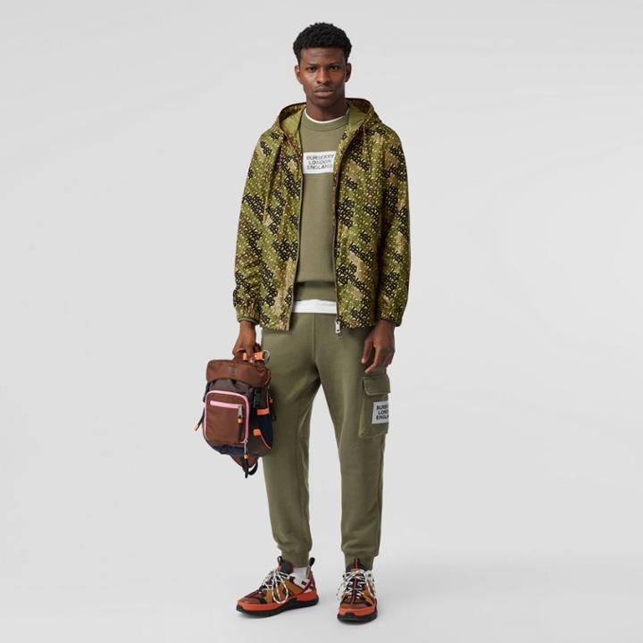 Burberry Burberry Monogram Print Nylon Hooded Jacket, Size: 36, Green