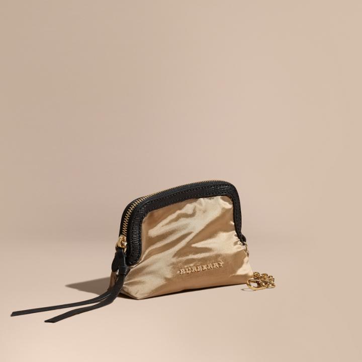 Burberry Burberry Small Zip-top Leather-trimmed Technical Nylon Pouch, Yellow