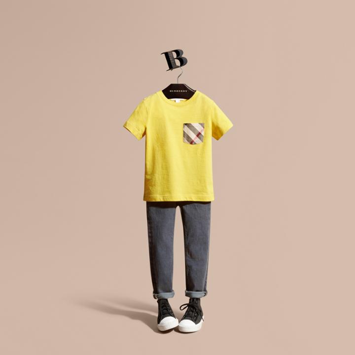Burberry Burberry Check Pocket T-shirt, Size: 8y, Yellow