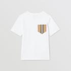 Burberry Burberry Childrens Icon Stripe Pocket Cotton T-shirt, Size: 14y, White