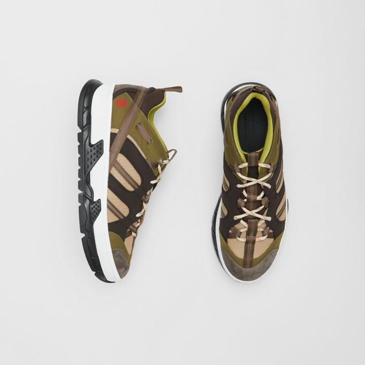 Burberry Burberry Mesh And Suede Union Sneakers, Size: 42, Beige