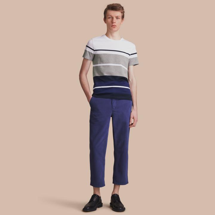 Burberry Burberry Striped Cotton T-shirt, Size: L, Blue