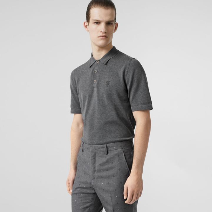 Burberry Burberry Monogram Motif Cotton Polo Shirt, Grey