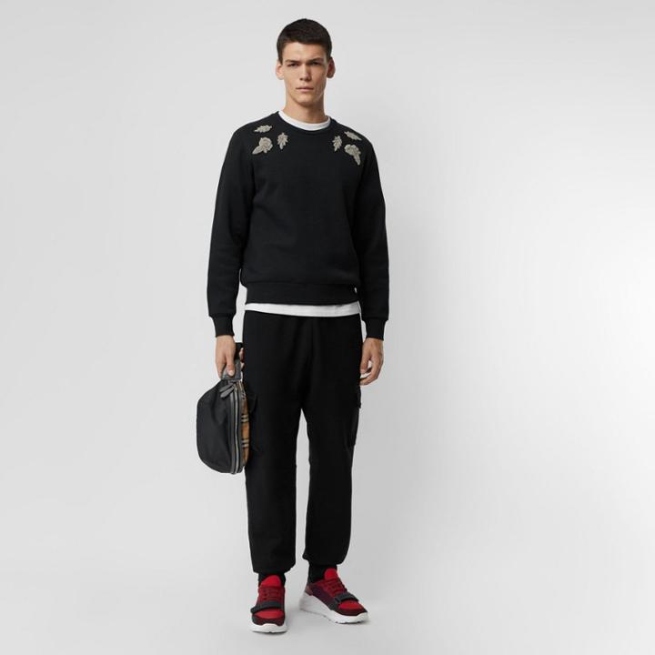 Burberry Burberry Bullion Floral Cotton Blend Sweatshirt, Black