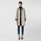 Burberry Burberry Striped Ribbon Cotton Gabardine Car Coat, Size: 00, Beige