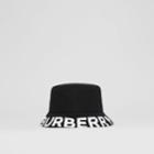 Burberry Burberry Reversible Logo Print Cotton Gabardine Bucket Hat, Size: M, Black