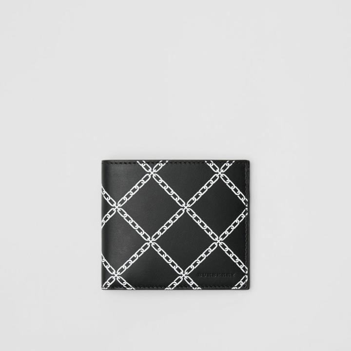 Burberry Burberry Link Print Leather International Bifold Wallet, Black