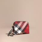 Burberry Burberry Medium Zip-top Check Technical Pouch, Red