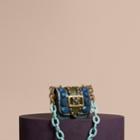 Burberry Burberry The Mini Square Buckle Bag In Velvet And Snakeskin, Blue