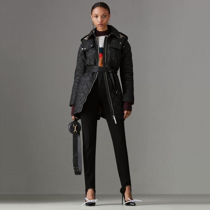 Burberry Burberry Detachable Hood Lightweight Diamond Quilted Coat, Size: S