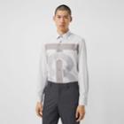 Burberry Burberry Slim Fit Monogram Motif Cotton Shirt, Size: 41, Grey