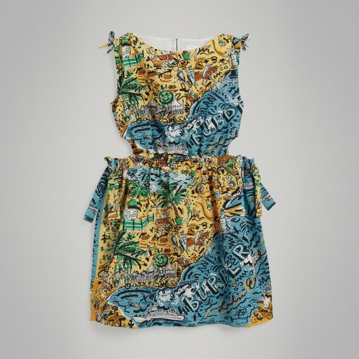 Burberry Burberry Childrens Seaside Print Seersucker Cut-out Dress, Size: 6y