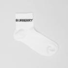Burberry Burberry Logo Intarsia Technical Stretch Cotton Ankle Socks, White