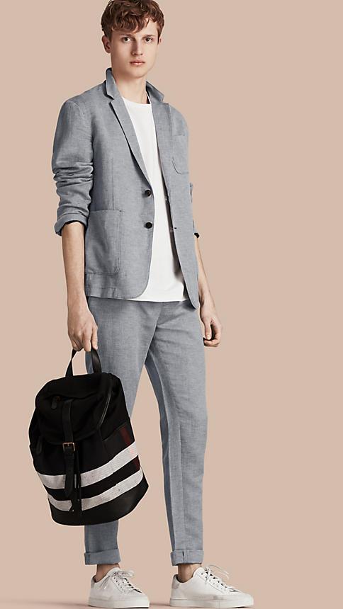 Burberry Herringbone Linen Cotton Tailored Jacket