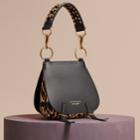 Burberry Burberry The Bridle Bag In Leather And Calfskin, Black