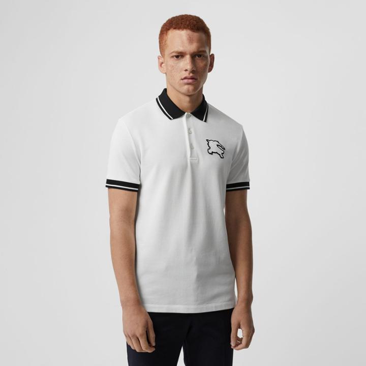 Burberry Burberry Tipped Cotton Piqu Polo Shirt, White