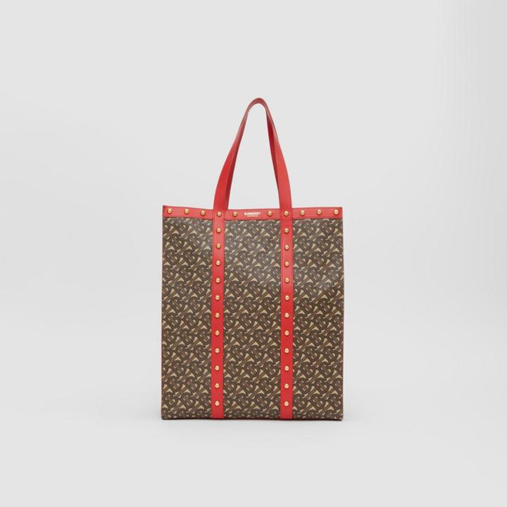 Burberry Burberry Monogram Print E-canvas Portrait Tote Bag, Red