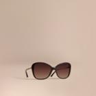 Burberry Burberry Check Detail Butterfly Frame Sunglasses, Black