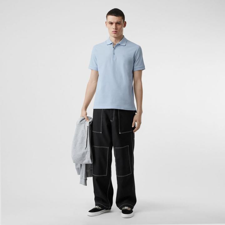 Burberry Burberry Monogram Motif Cotton Piqu Polo Shirt, Size: Xxxl, Blue