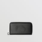 Burberry Burberry Embossed Crest Two-tone Leather Ziparound Wallet, Black