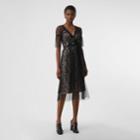 Burberry Burberry Ruffled Hem Embroidered Tulle Dress, Size: 04