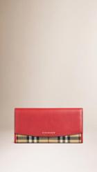 Burberry Horseferry Check And Leather Continental Wallet