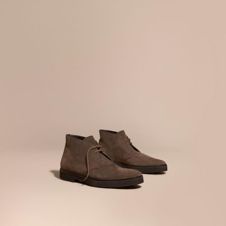 Burberry Burberry Crepe Sole Suede Desert Boots, Size: 42, Green