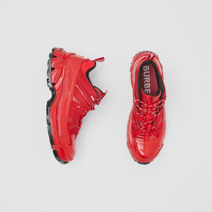 Burberry Burberry Nylon And Suede Arthur Sneakers, Size: 42, Red