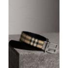 Burberry Burberry Reversible Horseferry Check And Leather Belt, Size: 80, Black