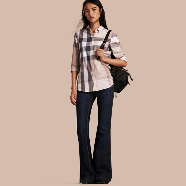Burberry Burberry Check Cotton Shirt, Size: Xs, Beige