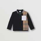 Burberry Burberry Childrens Long-sleeve Vintage Check Panel Cotton Polo Shirt, Size: 12m