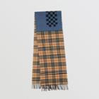 Burberry Burberry Vintage Check Colour Block Wool Cashmere Scarf, Yellow