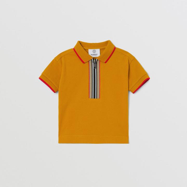 Burberry Burberry Childrens Icon Stripe Detail Cotton Zip-front Polo Shirt, Size: 12m