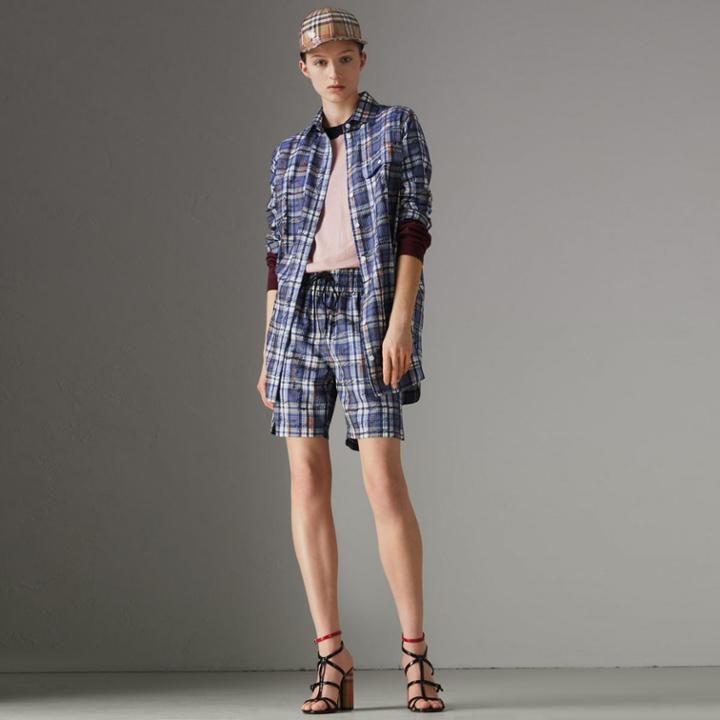 Burberry Burberry Scribble Check Silk Shirt, Size: 00