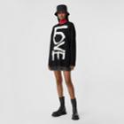 Burberry Burberry Love Motif Wool Oversized Sweater, Black