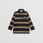Burberry Burberry Childrens Embroidered Logo Icon Stripe Cotton Shirt, Size: 12y, Black