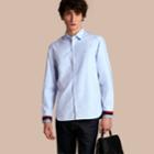Burberry Burberry Oxford Cotton Shirt With Regimental Cuff Detail, Size: Xxl, Blue