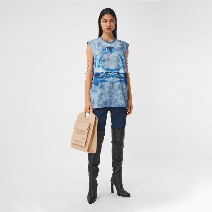 Burberry Burberry Shark Print Cotton Sleeveless Top, Size: Xl