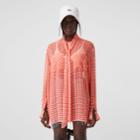 Burberry Burberry Gingham Silk Chiffon Pussy-bow Blouse, Size: 02, Red