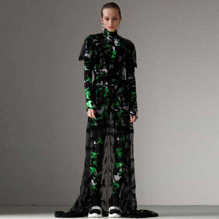 Burberry Burberry Graffiti Print Stretch Jersey Top, Size: Xs, Green