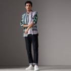 Burberry Burberry Button-down Collar Check Stretch Cotton Blend Shirt, Purple