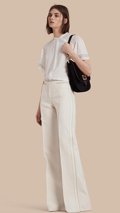 Burberry Prorsum Wool Silk Wide Leg Trousers